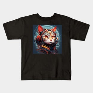 Futuristic Cyber Cat Kids T-Shirt